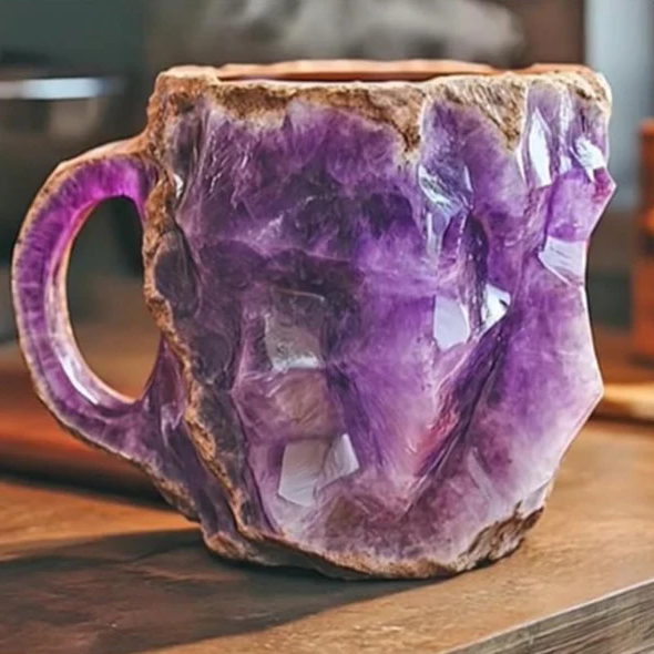 Tuzwa Crystal Coffee Mug – 10.14 oz Mineral-Inspired Novelty Cup with Unique Texture & Comfortable Handle
