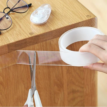 Double Sided Tape Heavy Duty, Reusable Transparent Nano Tape with Double Sided Adhesive Gel Grip, Removable Mounting Tape
