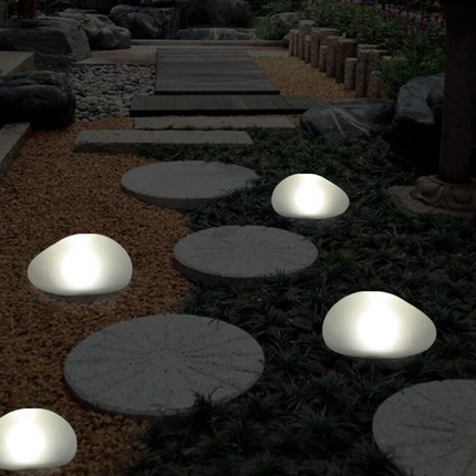 Landscape Light, Solar Pebble Lights with Sandblasted Glass Shade – image 4