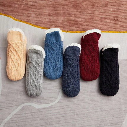 Grip Socks for Women, Warm Fleece Thermal Socks for Women, Indoor Non Slip Socks with Stretch Top