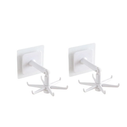 Adhesive Wall Hooks, 360 Rotating Hanging Hook with 180 Flip