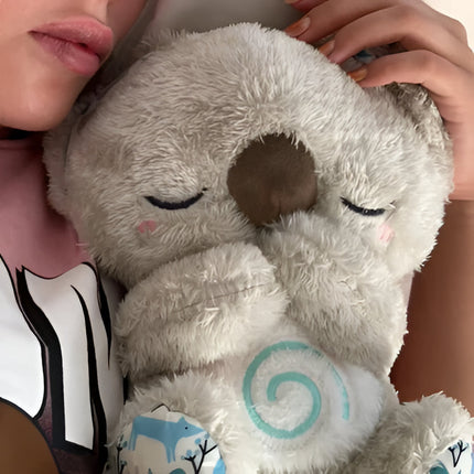 Koala Plush Toy with Music Lights and Rhythmic Breathing, Breathing Plush Toy with Chest Light