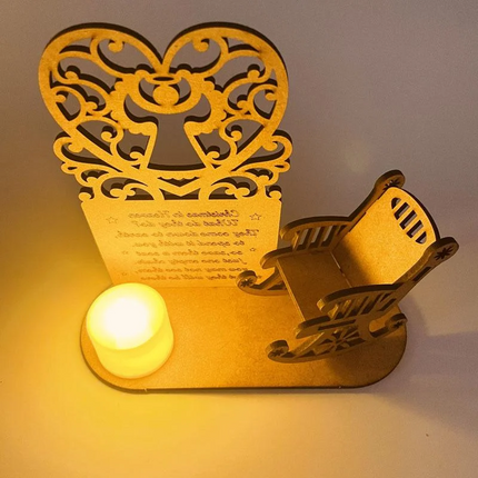 Personalized Christmas Ornament, Remembrance Gift with Rocking Chair and Candle Holder