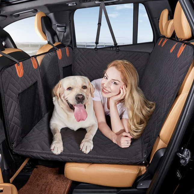 Dog Car Seat Cover Hard Bottom, Car Seat Extender for Dogs, Waterproof Dog Backseat Cover, Dog Car Bed with Memory Foam