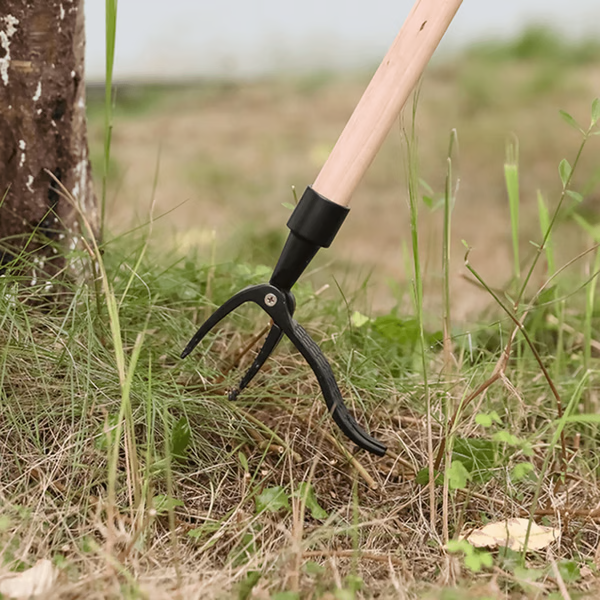 Weed Remover Tool for Lawn and Garden, 5 Claw Standing Weed Puller with Rod Connection