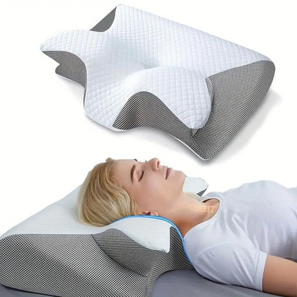 Side Sleeper Pillow with Armrests, Butterfly Pillow for Back Sleepers, Ergonomic Memory Foam Pillow with Neck Support