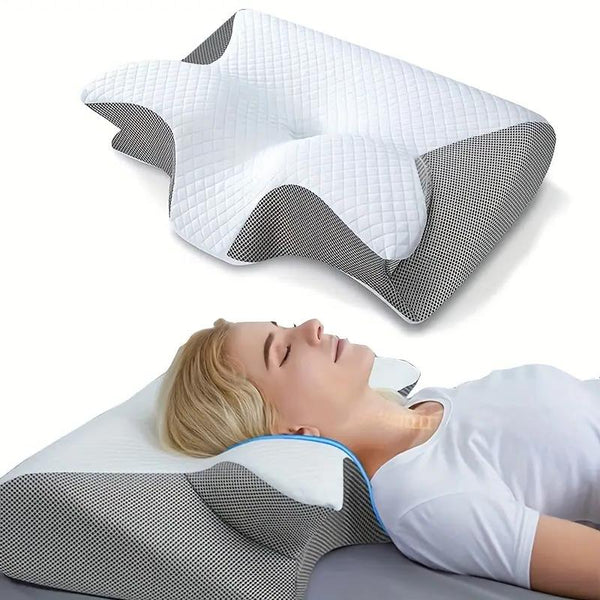 Side Sleeper Pillow with Armrests, Butterfly Pillow for Back Sleepers, Ergonomic Memory Foam Pillow with Neck Support