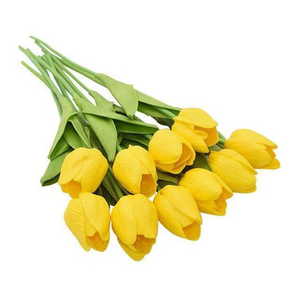 Artificial Tulip Flowers 10 Pack, Artificial Flowers Faux Tulips for Tulip Bouquet Decor