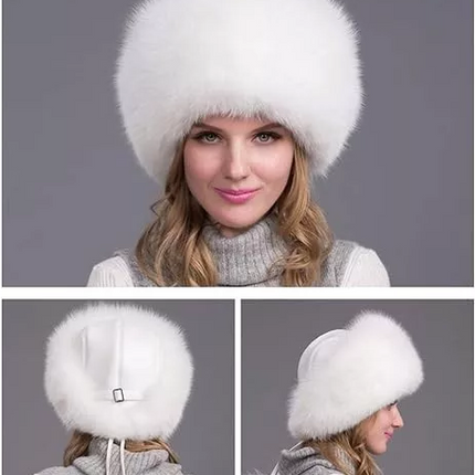 Fur Hat Women with Earmuffs, Real Fox Fur Hat – image 6