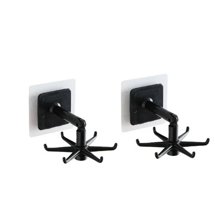 Adhesive Wall Hooks, 360 Rotating Hanging Hook with 180 Flip, Self Adhesive Ceiling Hook for Under Table and Cabinet