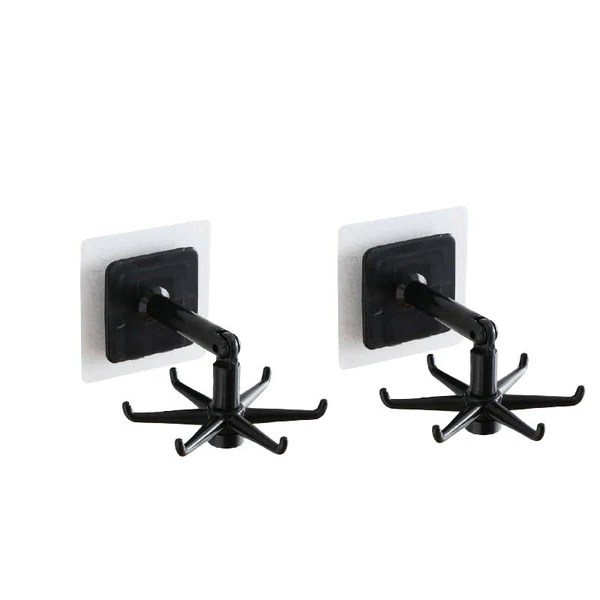 Adhesive Wall Hooks, 360 Rotating Hanging Hook with 180 Flip, Self Adhesive Ceiling Hook for Under Table and Cabinet