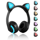 Wireless Headphones with Cat Ears, Bluetooth Headphones with Glowing Light, Cute Cat Ear Headphones