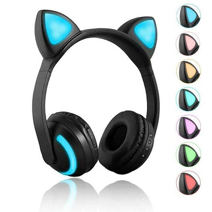 Wireless Headphones with Cat Ears, Bluetooth Headphones with Glowing Light, Cute Cat Ear Headphones