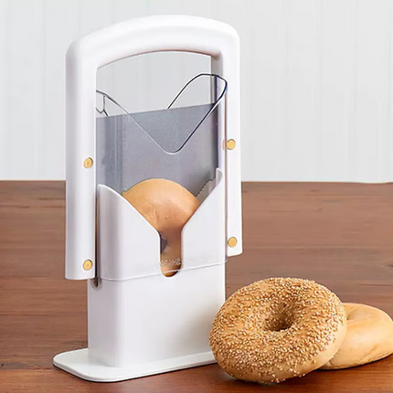 Bread Slicer and Bagel Slicer, Guillotine Bagel Cutter with Serrated Stainless Steel Blade