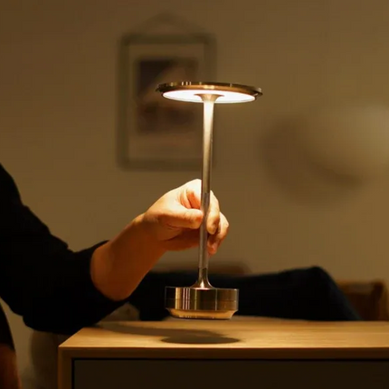 Rechargeable LED table lamp, cordless dimmable touch desk light for bedroom, dining and patio, water-resistant