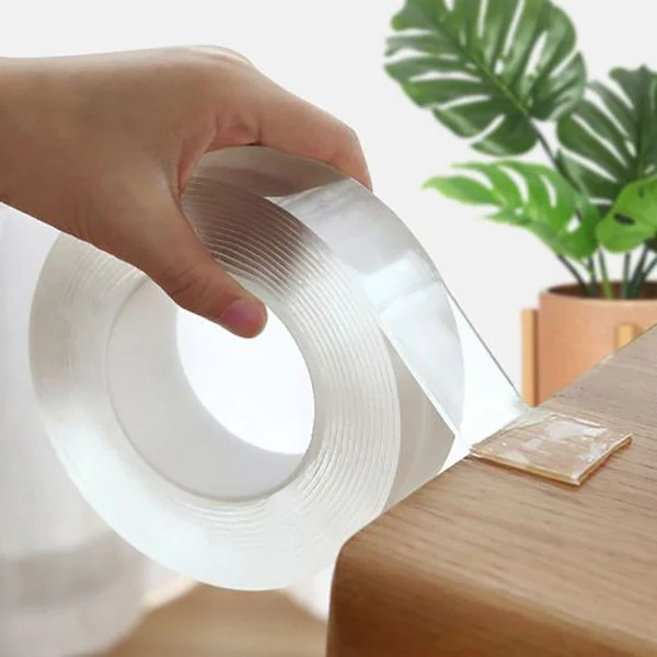 Double Sided Tape Heavy Duty, Reusable Transparent Nano Tape with Double Sided Adhesive Gel Grip