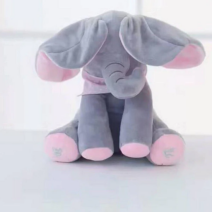 Peek a Boo Elephant Plush Toy, Singing Elephant Stuffed Animal with Flapping Ears