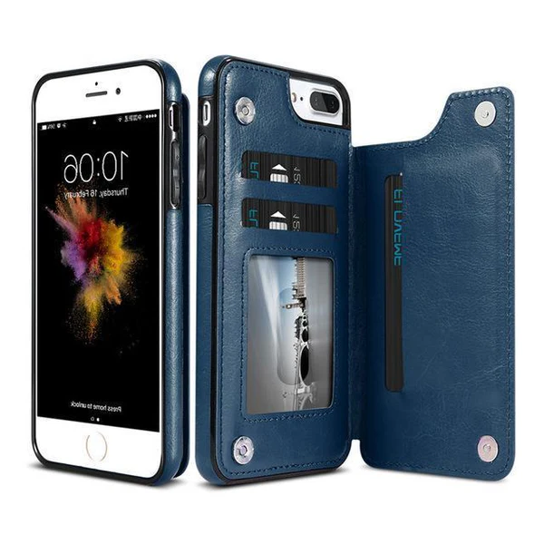 Wallet Phone Case with Card Holder and Stand, Leather iPhone Wallet Case