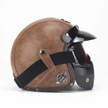 Retro Vintage Motorcycle Helmet with ABS Shell, Side View