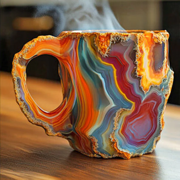 Tuzwa Crystal Coffee Mug – 10.14 oz Mineral-Inspired Novelty Cup with Unique Texture & Comfortable Handle