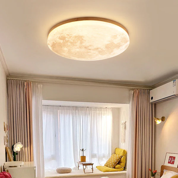 Flush Mount Ceiling Light, LED Light Fixture with Moon Acrylic Shade