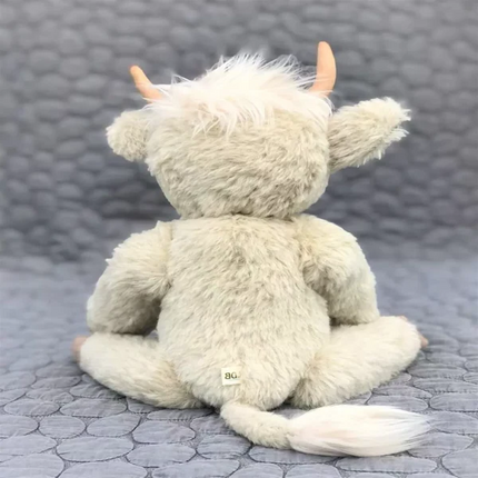 Highland Cow Stuffed Animal Handmade, Alpaca Fur Soft Toy with Clay Horns
