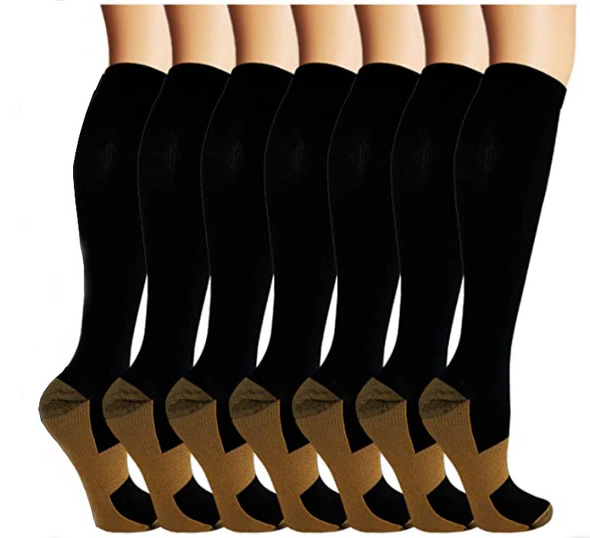 Compression Socks for Women and Men, Copper Compression Socks 7 Pairs, Pregnancy Compression Socks for Workout
