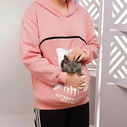 Cat Hoodie with Cuddle Pouch, Gift for Cat Lovers – image 4