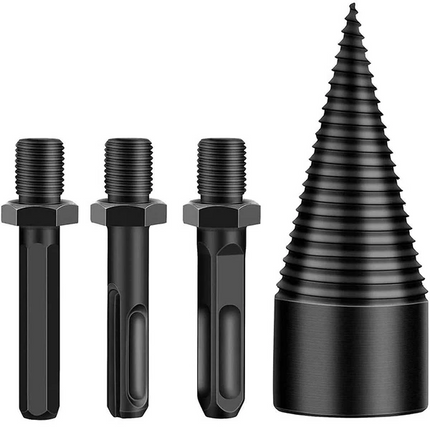 Drill Bit Log Splitter, Steel Wood Splitting Drill Bit with 3 Handles – image 5