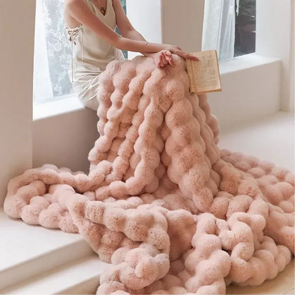 Throw Blankets for Couch, Soft Faux Fur Blanket for Sofa and Living Room, Double Lined Fluffy Blanket in 6 Colors