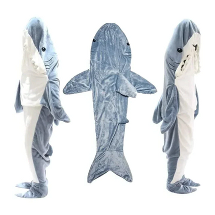 Fleece Blanket Hooded Shark Design, Cozy Blanket