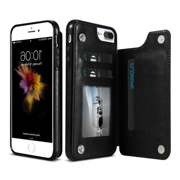 Wallet Phone Case with Card Holder and Stand, Leather iPhone Wallet Case, Slim Protective Phone Case for iPhone 6 7 8 X