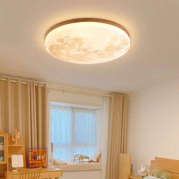Flush Mount Ceiling Light, LED Light Fixture with Moon Acrylic Shade, Hallway Light for Bedroom and Living Room