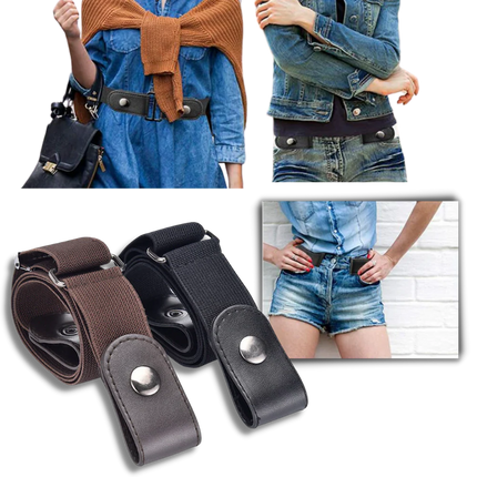 Stretch Belt for Adults and Children, Buckle Free Elastic Belt with Metal Snaps, No Buckle Belt for a Minimalist Look