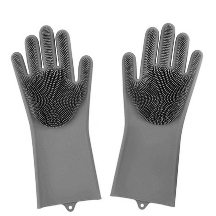 Dishwashing Gloves Silicone with Scrubber, Reusable Cleaning Gloves for Kitchen