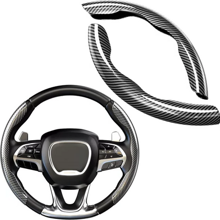 Steering Wheel Covers, Carbon Fiber Car Steering Wheel Cover with Non Slip Sweat Resistant Grip