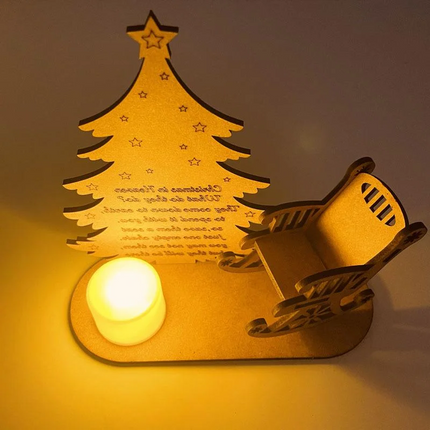 Personalized Christmas Ornament, Wooden Christmas Tree Ornament, Remembrance Gift with Rocking Chair and Candle Holder