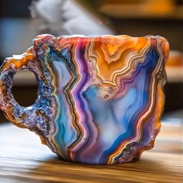 Tuzwa Crystal Coffee Mug – 10.14 oz Mineral-Inspired Novelty Cup with Unique Texture & Comfortable Handle