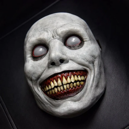 Scary Halloween Costume Mask, Creepy Smiling Face Scary Mask, White Eyed Demon Latex Mask