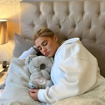 Koala Plush Toy with Music Lights and Rhythmic Breathing, Koala Stuffed Animal with Heartbeat Sound for Anxiety Relief