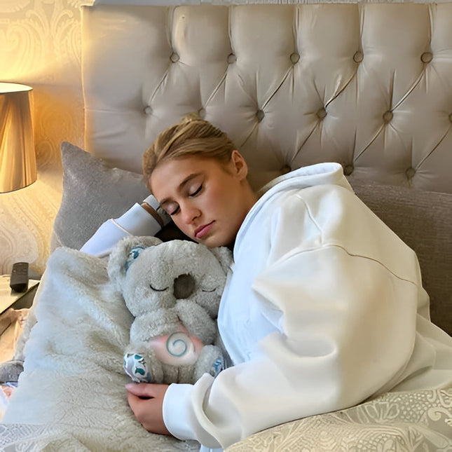 Koala Plush Toy with Music Lights and Rhythmic Breathing, Koala Stuffed Animal with Heartbeat Sound for Anxiety Relief