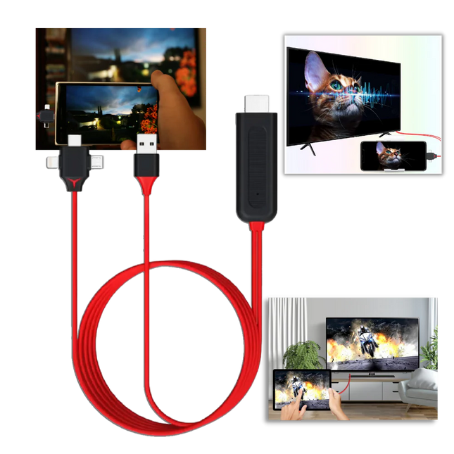 HDMI Cable for Phone, 3 in 1 USB C to HDMI Adapter for TV
