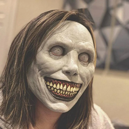 Scary Halloween Costume Mask, White Eyed Demon Latex Mask