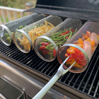 Grill Basket for Charcoal and Gas Grills, Rolling Stainless Steel Rotisserie Basket with 360 Rotation and Grill Wok