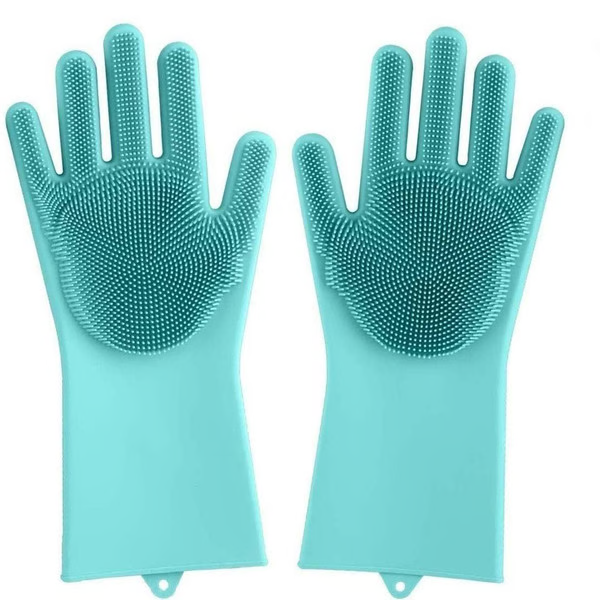 Dishwashing Gloves Silicone with Scrubber, Reusable Cleaning Gloves for Kitchen, Dish Washing Gloves for Car Wash