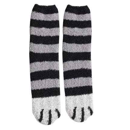 Cat Socks with Paw Design, Warm Winter Socks in Soft Velvet, Cute Cozy Socks