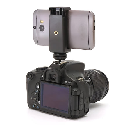 Phone Mount for DSLR Camera, Hot Shoe Phone Mount with Tilt Rotate Clip Holder