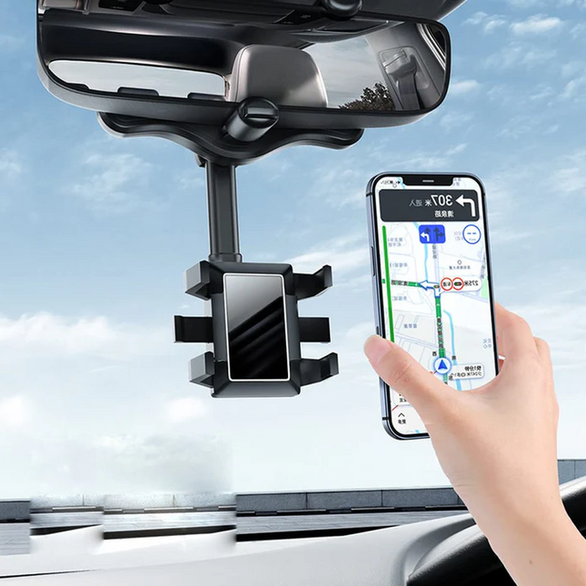 Car Phone Holder Mirror Mount, Rearview Mirror Phone Holder with Extendable 360 Degree Arm, Car Cell Phone Mount