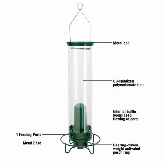 Tuzwa Squirrel-Proof Bird Feeder – Durable All-Weather Outdoor Wild Bird Feeder with Easy-Clean Tray