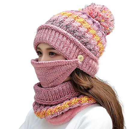 Knitted Hat Scarf Set with Velvet Lining, Warm Beanie Scarf Set – image 9